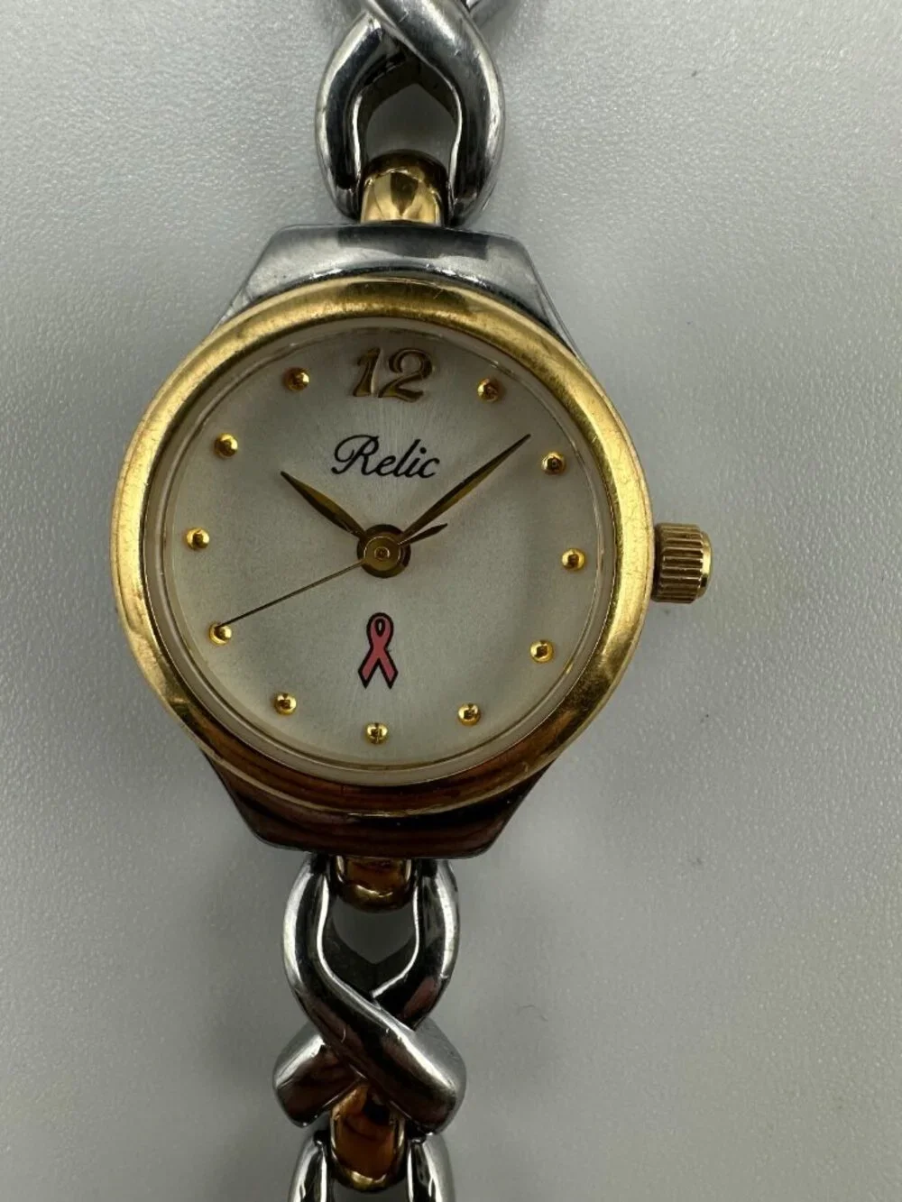 3/$30 Relic Breast Cancer Awareness Watch Women Silver Gold Two Tone 6